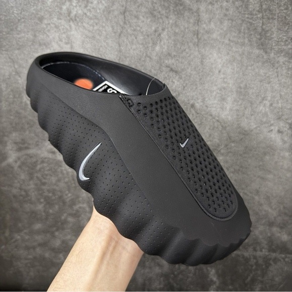 Nike Black Slip-On Sandals with Perforated Upper